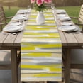 thumbnail image 4 of Yellow Gray Stripes Table Runner - 90 Inch Long Watercolor Modern Abstract Minimalist Cotton and Linen Blended Dress Scarves Farmhouse Table Runner for Kitchen Dining, Coffee Table, 13" x 90", 4 of 8