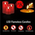 thumbnail image 5 of Flameless Battery Operated LED Candles with10key Button Remote Control 24-Hour Timer Set of 3 Electric Flickering Pillar Real Wax，Wedding, Party, Home Decoration (Red), 5 of 6