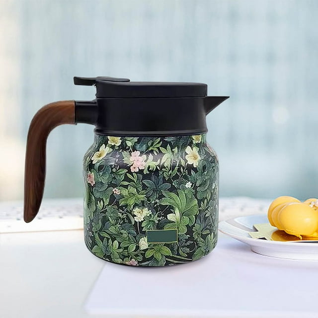 QJUHUNG Vintage Floral Pattern Tea Thermos New Thermos Tea Pot Tea-Built-In Infuser Stainless Steel Floral Pattern Tea Pot Tea Thermos with Infuser Long Time Insulation 800Ml