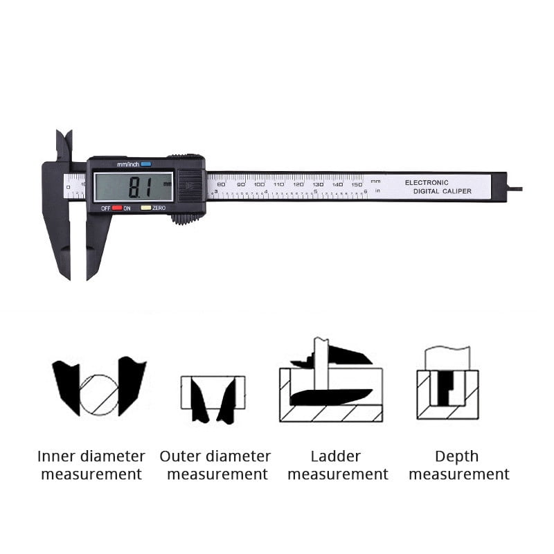 150mm 6 Inch LCD Digital Ruler Electronic Carbon Fiber Vernier Caliper Gauge Micrometer Measuring Tool Calibre Digital Suwmiarka
