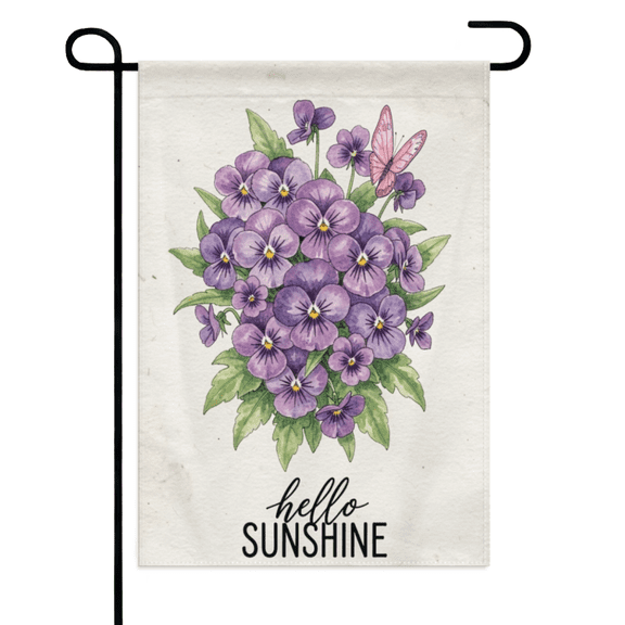 Pansy Sunshine Floral Garden Flag 12×18in Double Sided Spring Butterfly Bright Outdoor UV Protected Fade Resistant Weatherproof Decor For Outdoor Porch Lawn Patio Yard Home