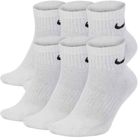 Nike Unisex Everyday Cushioned Training Ankle Socks (6 Pairs), White/Black, X-Large