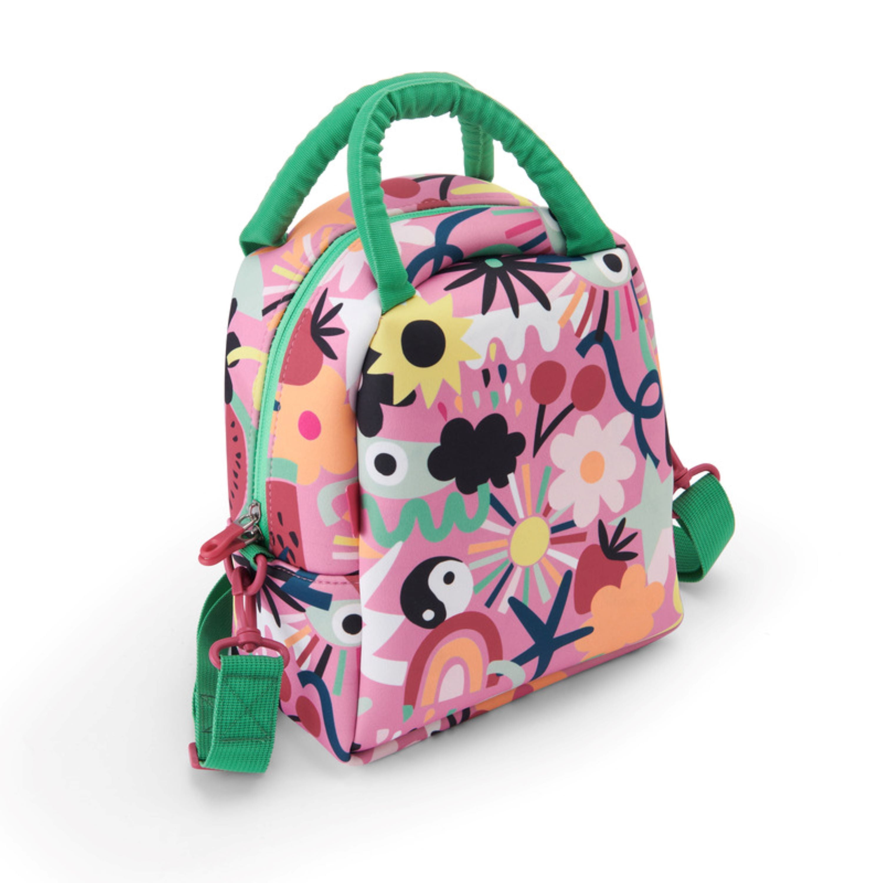 BUILT Neoprene Reusable Insulated Kid's Lunch Bag, Watermelon Collage Pink