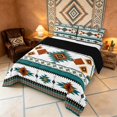 thumbnail image 3 of Manfei Tribal Aztec Full Size Comforter Sets, Boho Geometric Bedding Comforter Set, Teal, Orange and White, Black Reversible 3-Piece, 1 Comforter and 2 Pillowcases, 3 of 6