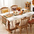 thumbnail image 3 of Orange Green Checked Cotton Linen Rectangle Table Runners 13"x48", Fall Thanksgiving Buffalo Plaid Coffee Table Runner Dresser Scarves Luxury Table Runners for Wedding Party Banquet Dinner Decor, 3 of 8