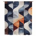 thumbnail image 2 of Navy Blue Burnt Orange Sheer Curtains 54 Inches Long, Geometric Retro Abstract Light Filering Curtains, Breathable Simi Curtain Privacy Drapes for Kitchen Bathroom Lightweight Small Window Treatment, 2 of 9