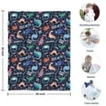 thumbnail image 4 of DarkBlue Cartoon Dinosaurs Text Pattern Blanket,Comfortable Soft Flannel Throw Blanket,All Season,Warm Lightweight Blankets for Sofa Bed Couch Living Room Chair,30"x40", 4 of 4
