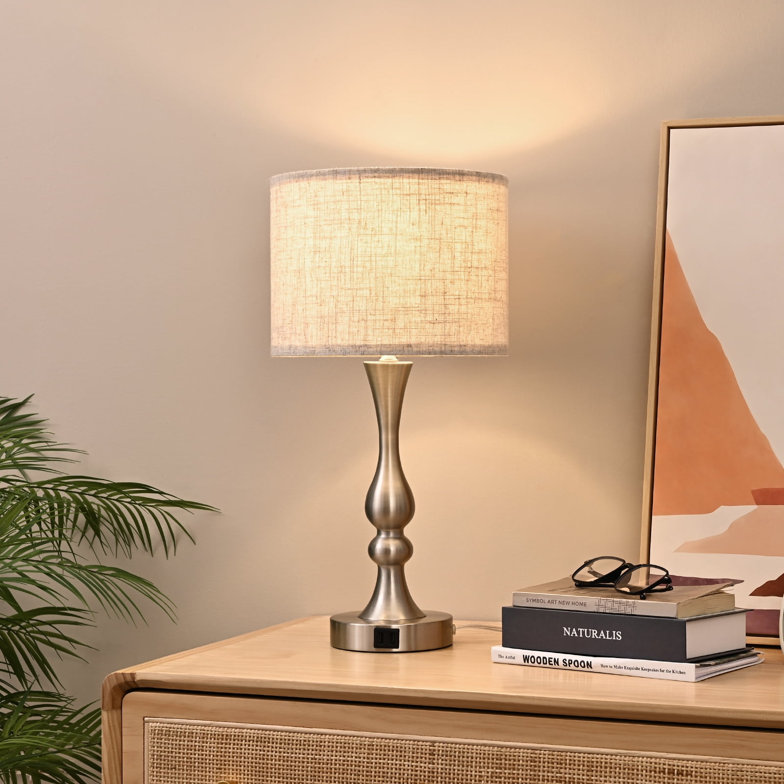 EDISHINE Touch Control 3 Way Table Lamps Set of 2,Bedside Lamp with 2 Charging USB Ports Dimmable E26 Base included 2 Light Bulbs