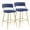 Blue & Gold, variant on Ktaxon 26in Modern Bar Stools Set of 2, Thick Padded Barstools with Mid-Back, Upholstered Side Chairs for Bar, Kichen Island, Dining Room, Beige