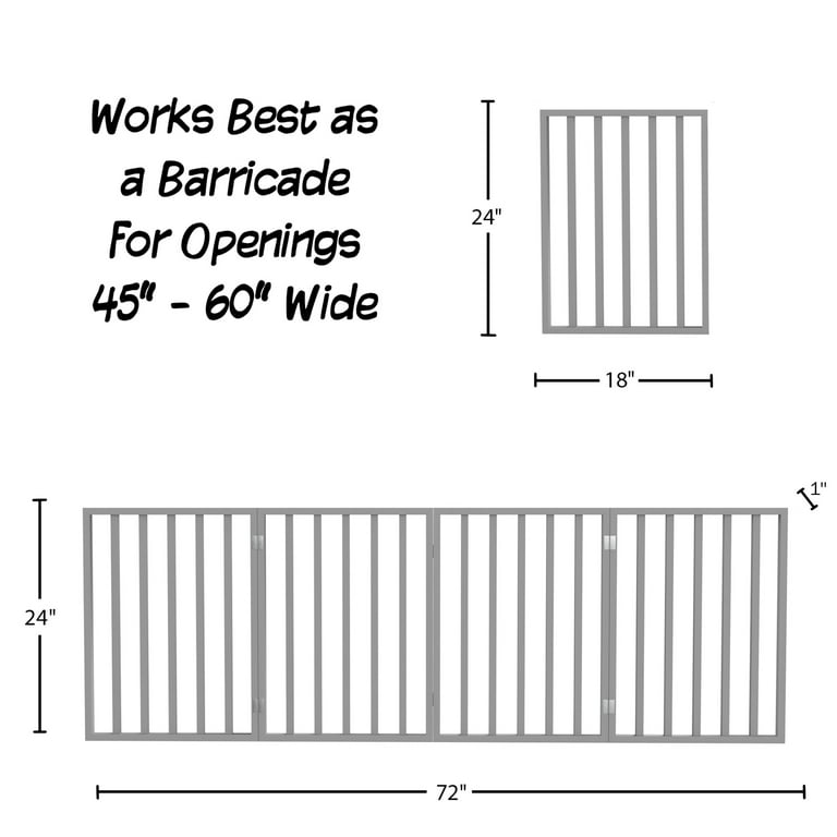 Indoor Pet Gate 4-Panel Foldable 72x24 Inch Freestanding Pet