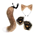 thumbnail image 3 of Conjunto de orejas y cola de gato y zorro, diadema para disfrazarse, fiesta o actuación. Marrón, 3 of 8