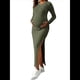 thumbnail image 2 of Vestido de Suéter de Larga para Baby Shower y Sesión de Fotos de Otoño e Invierno - Vestidos de Maternidad para Mujeres Embarazadas Verde XL, 2 of 9