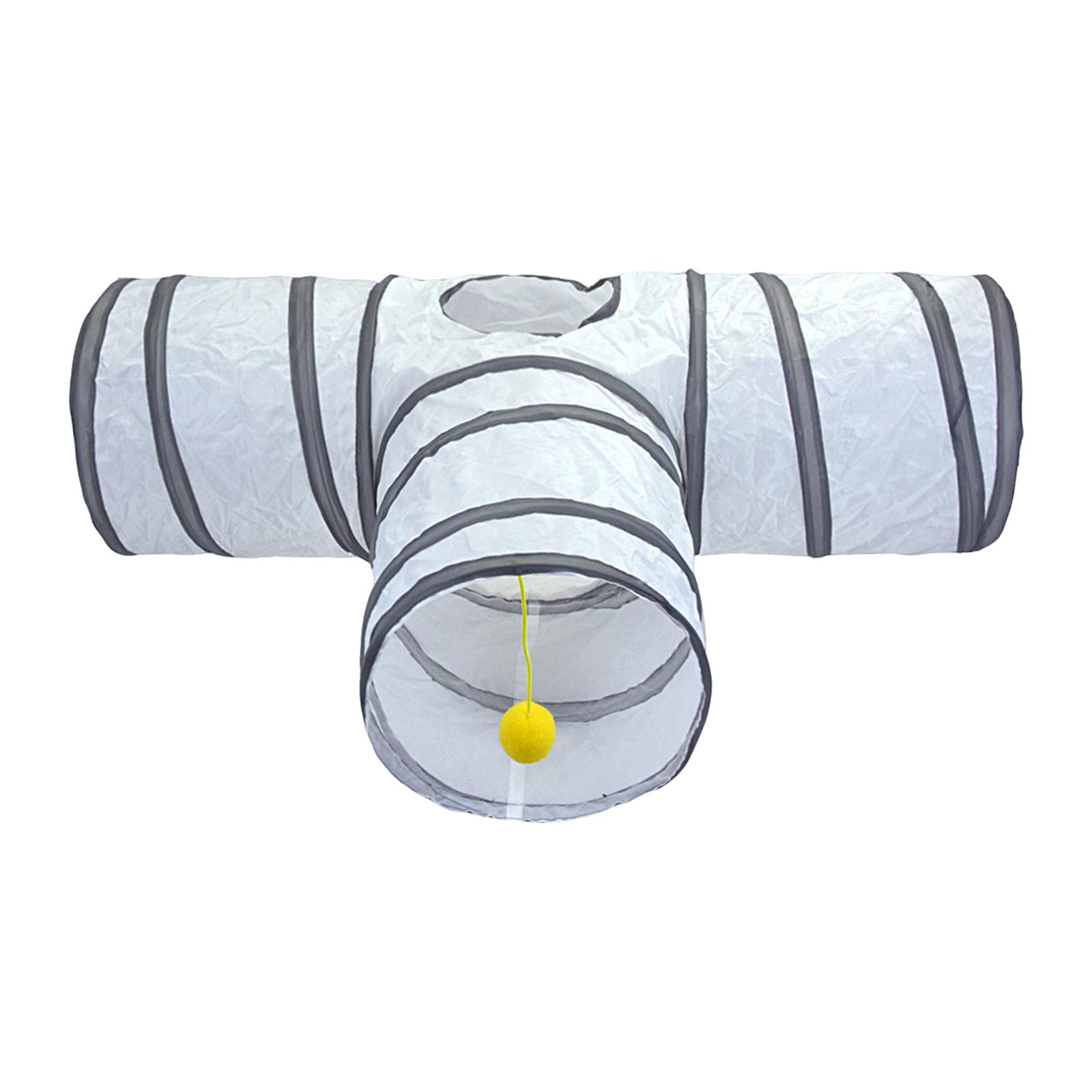 Collapsible Cat Tunnel Tube T Shape Pet Tunnel Scratch Resistant with Top Hole, with Play Ball, Kitten Playing Toy for Cats Indoor Exercising