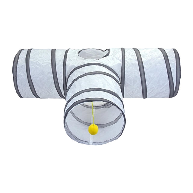 Tubo plegable de túnel para gatos de 3 vías con pelota de juego, juego de agilidad, túnel portátil resistente para mascotas, juguetes para gatos,