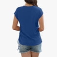 thumbnail image 6 of hotojiny Summer Tops for Women Cap Short Sleeve V Neck Tshirt with Side Shirring Plain Crew Neck Solid Color Fashion Tee, 6 of 6
