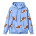 thumbnail image 5 of NMMUED Game Day Football Sweatshirt Women Graphic Hoodie Casual Fall Winter Pullover Sports Fan Long Sleeve Tops Light Blue XL, 5 of 5