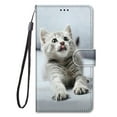 thumbnail image 2 of SaniMore for Samsung Galaxy A54 5G 6.6" 2023 PU Leather Case with Card Slots Detchable Lanyard Color Painting Luxury Pattern Flip Kickstand Shockproof Wallet Case For Galaxy A54 5G, Gray Cat, 2 of 8