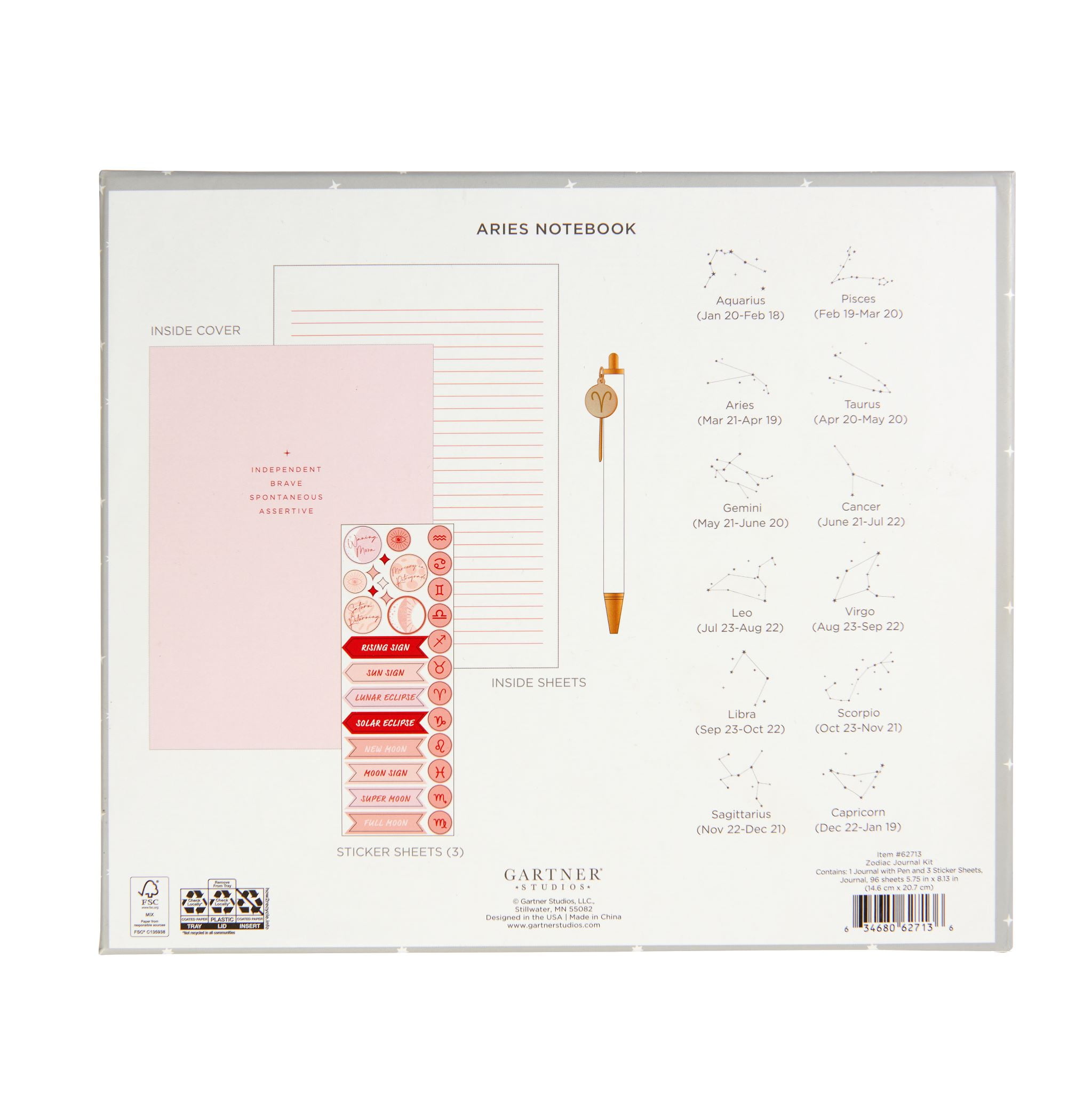 Gartner Studios Aries Astrology Casebound Flex Journal Set, 5.75x8.125, 96 Sheets