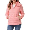 thumbnail image 3 of Women's Lightweight Long-Sleeve Water-Resistant Puffer Jacket Hooded Winter Down Coat, Pink L, 3 of 7