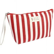 Riah Fashion Black Vertical Striped Cosmetic Pouch