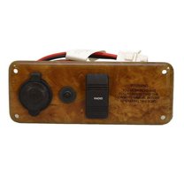 Bentley / Encore Faux Woodgrain 7 x 2 3/4 Inch Plastic Pontoon Boat 12V Receptacle Switch Panel 221-04279-P