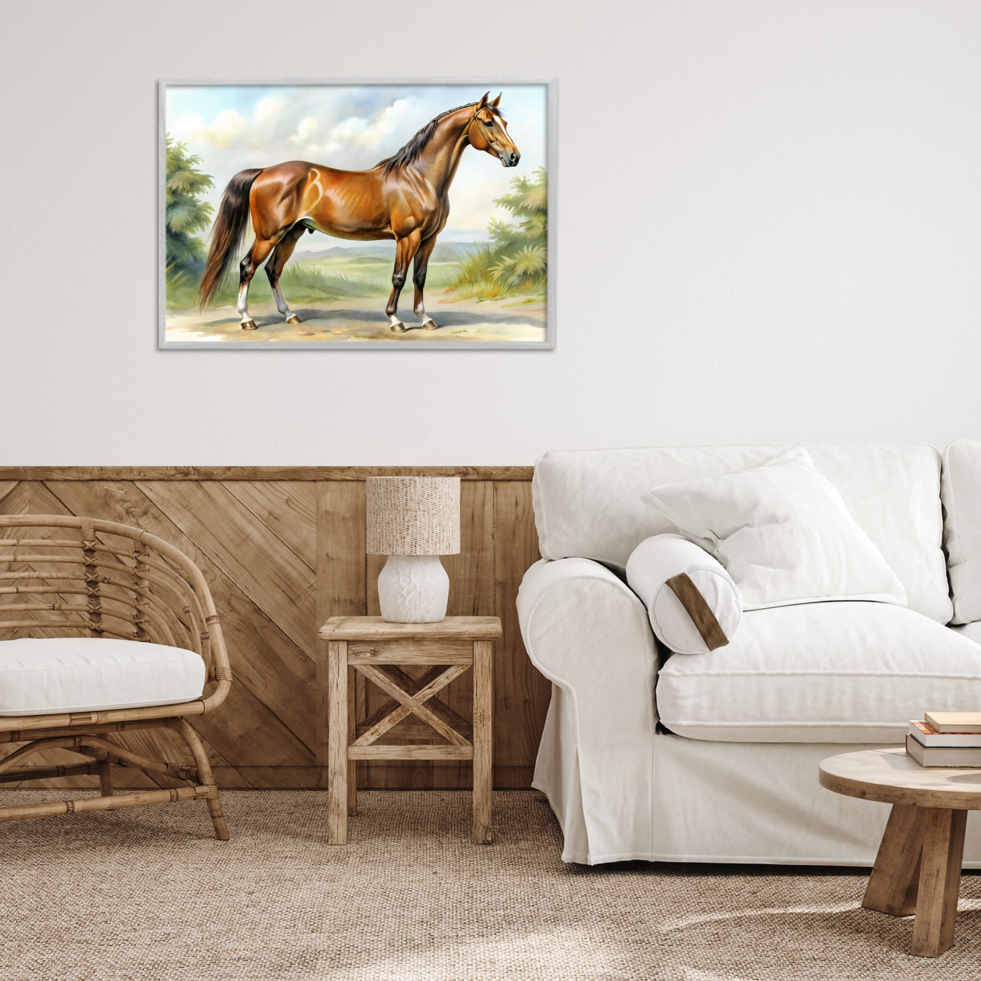 Stupell Industries Majestic Horse in Pastoral Landscape Gray Framed Giclee Art, design by Creative Studio