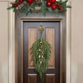 thumbnail image 6 of 2 Pcs 27.5" Norfolk Pine Christmas Swag, with Bell Teardrop Swag, Christmas Teardrop Wreath for Door Window Mantle Fireplace Wall Indoor & Outdoor Home Decor & Christmas Decorations, 6 of 7