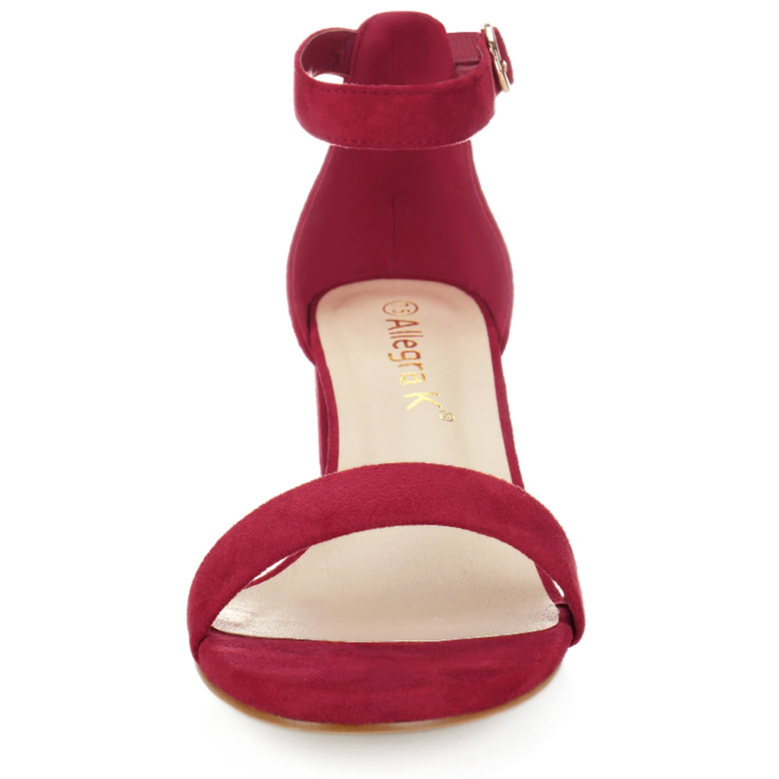 DARING DIVA Women's Open Toe Block Heel Ankle Strap Sandals Deep Red 5