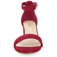 thumbnail image 2 of DARING DIVA Women's Open Toe Block Heel Ankle Strap Sandals Deep Red 9, 2 of 7