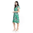 thumbnail image 2 of Vestido floreado cintura smock Roman Fashion /Juvenil, 8867 (Verde flor) verde G, 2 of 5