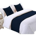thumbnail image 2 of Luxurious 800 Thread Count 100% Egyptian Cotton Solid 3 Piece Bed Runner Scarf Protector Slipcover Bed Decorative Scarf for Bedroom Hotel Wedding Room (Twin, Navy), 2 of 3