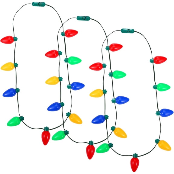 Naler 3Pcs Christmas Light Up Necklace, 9 LED Bulbs LED Light Up Bulb Necklace Christmas Holiday Accessories Party Favors