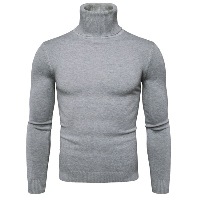 Rinsvye Mens Autumn and Winter Coat for Solid Soft Turtleneck Sweater Plus Size Coat Flexibility Solid Color Close Mens Coats Plus Size Fitting Top Slim Sweater