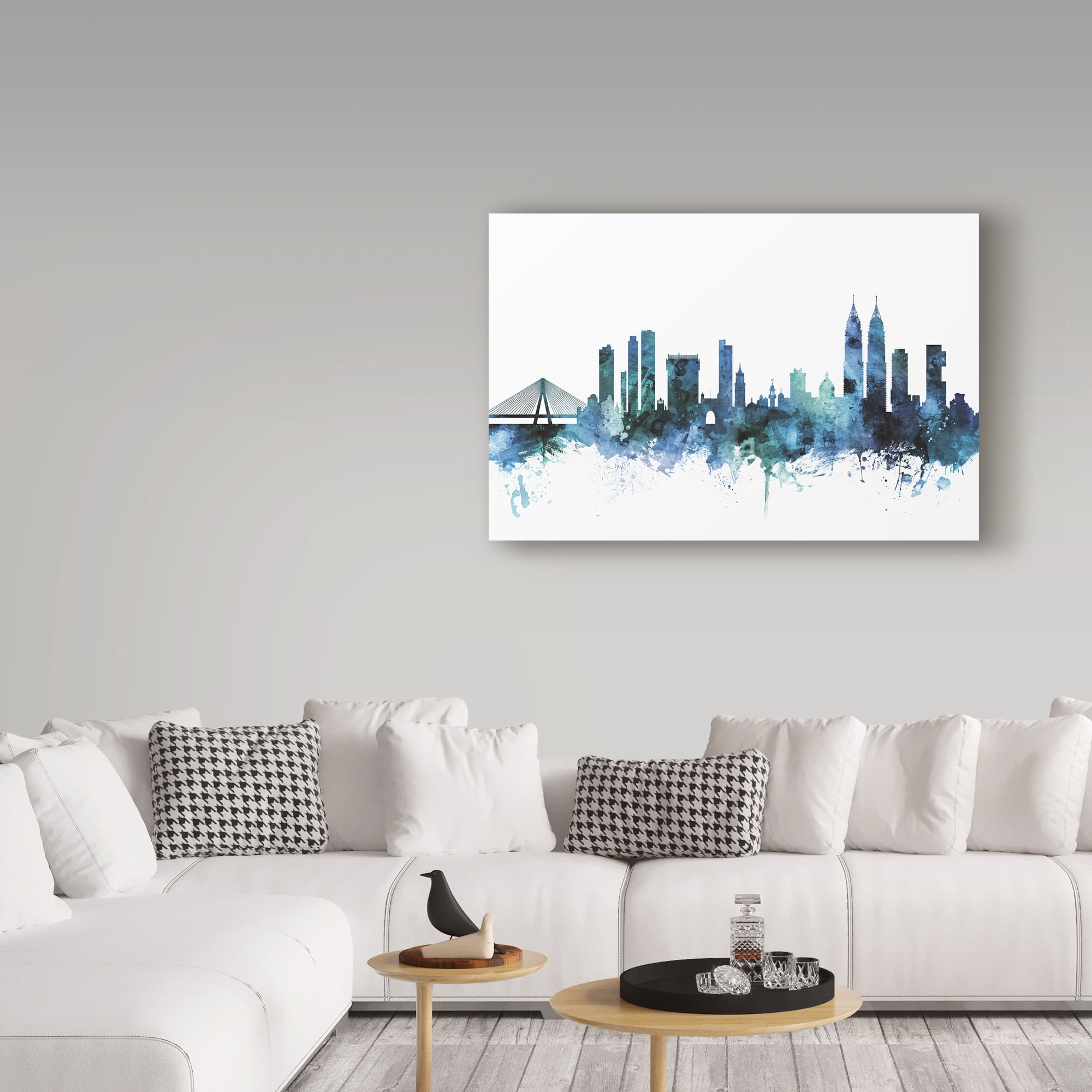 Trademark Fine Art 'Mumbai Blue Teal Skyline' Canvas Art by Michael Tompsett