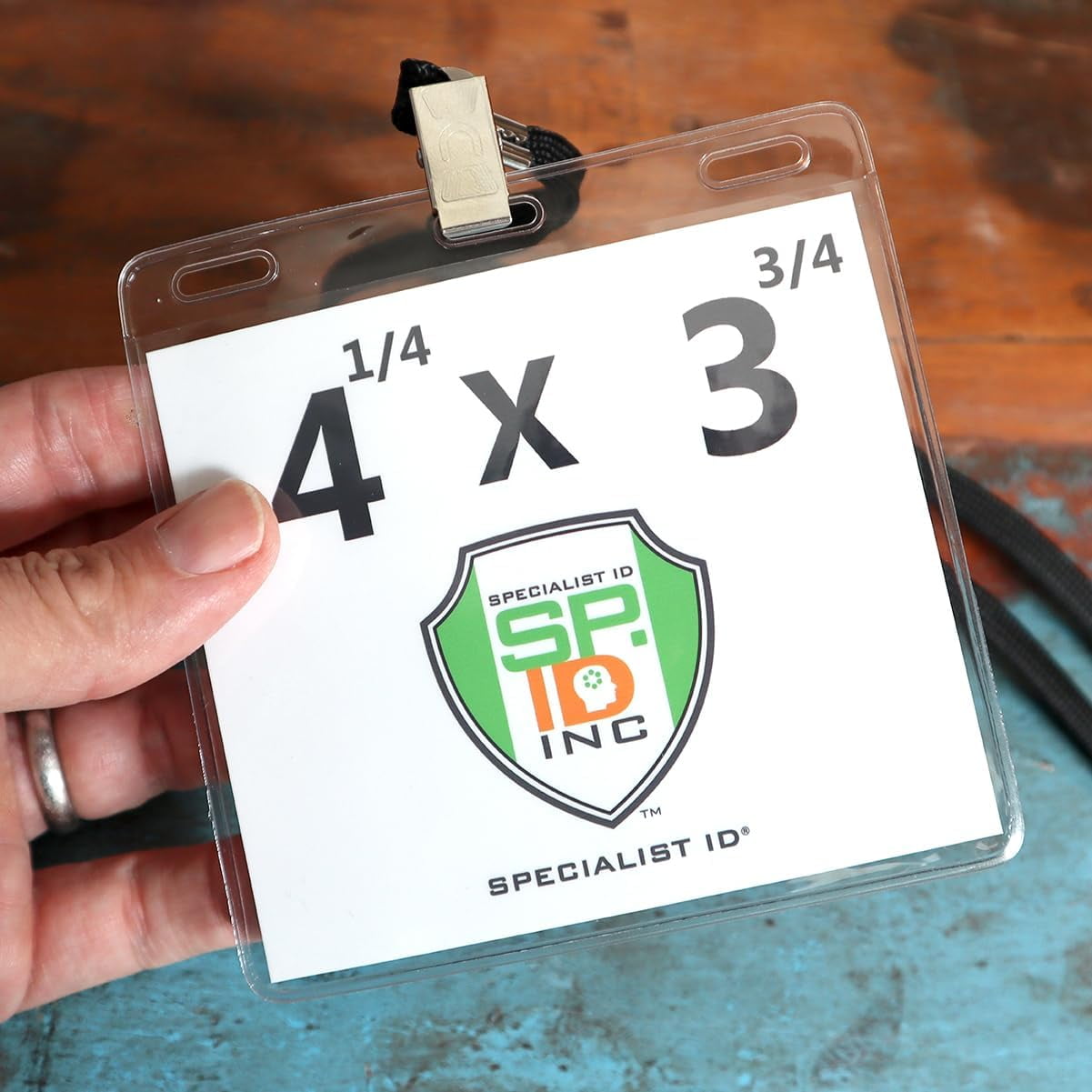 100 Pack -4x3 Nametag Holder with Lanyard - Horizontal - Premium 4 x 3 Event Badge Holders with Lanyards - Extra Room Pouch - Large Name Tags for Events, (up to 3 3/4 x 4 1/4) Specialist ID (Black)