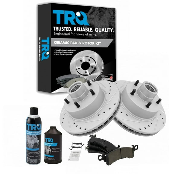 TRQ Front Brake Performance Rotor & Posi Ceramic Pad Kit w/Chemicals BKA21503