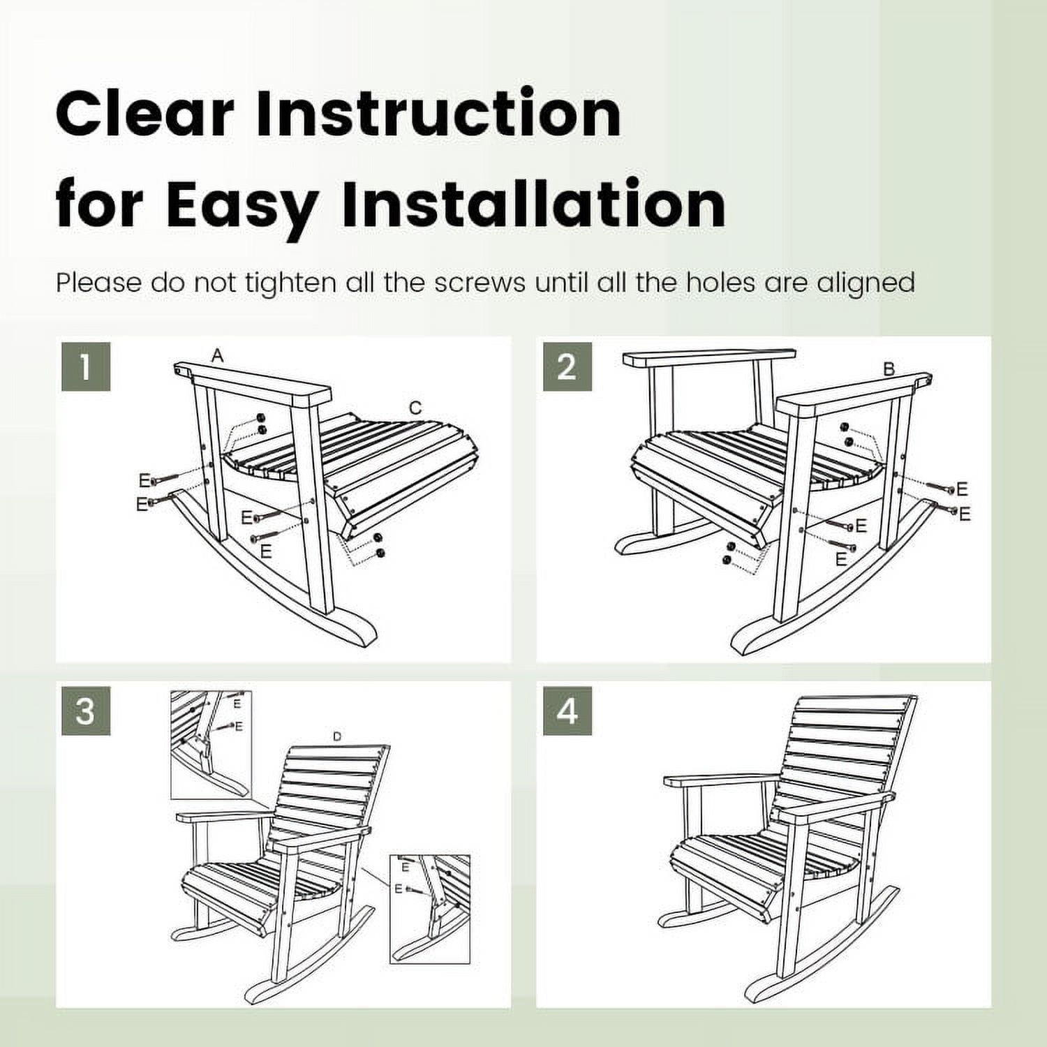 Aimee Lii Outdoor Rocking Chair with Armrests, Patio Wooden Rocker Chair for Lawn, Porch, Backyard, Indoor and Garden, Natural