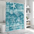 thumbnail image 5 of Shower Curtain Teal Green Coral Shell Starfish Bathroom Curtains with Hooks, Waterproof Fabric Grey Summer Ocean Conch Bath Shower Curtains Set for Bathroom Bathtubs Decor 72x72 Inch, 5 of 9