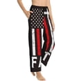 thumbnail image 6 of Salouo USA Flag Cross Print Women's Pajama Pants Casual Loose Sweatpants PJs Flowy Pants Drawstring Palazzo for Women Wide Leg Pants Lounge Pajama -Large, 6 of 8