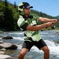 thumbnail image 2 of OIOLOYJM Mens Sun Protection Shirts Quick Dry Lightweight Uv Protection Rash Guard Camo Short Sleeve Hoodies Summer Running Outdoor Fishing Hooded T Shirts Dark Green 3XL, 2 of 5
