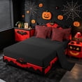 thumbnail image 3 of Homewish Spooky Halloween Bat Damask 7-Piece King Bedding,Antique Floral Print King Bed in a Bag,Red Black,Black Reversible, 3 of 8