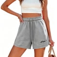 thumbnail image 3 of Women Casual Sweat Shorts Side Split Solid Shorts Elastic Drawstring Short Pants High Waist Lounge Shorts Loose Comfy Athletic Shorts Trendy Soft Summer Outfits Daily Workout Gym Running, 3 of 5