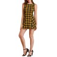 thumbnail image 2 of MODA NOVA Junior's Round Neck Sleeveless Plaids A-Line Fit and Flare Mini Dress Yellow Black XL, 2 of 6