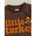 thumbnail image 5 of Toddler Boy Thanksgiving Outfits Letter Turkey Embroidery Long Sleeve Round Neck Pullover + Elastic Waist Solid Pants 2 Pcs Set, 5 of 6