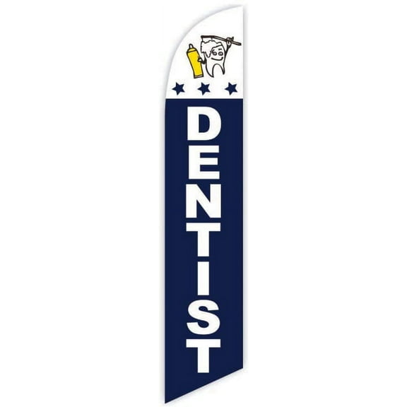Cobb Promo Dentist Blue Advertising Feather Flag 12ft - Replacement Flag Only Without Poleset