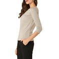 thumbnail image 4 of INSPIRE CHIC Women's Work 3/4 Sleeve Boat Neck Houndstooth Blouse Tops, 4 of 6