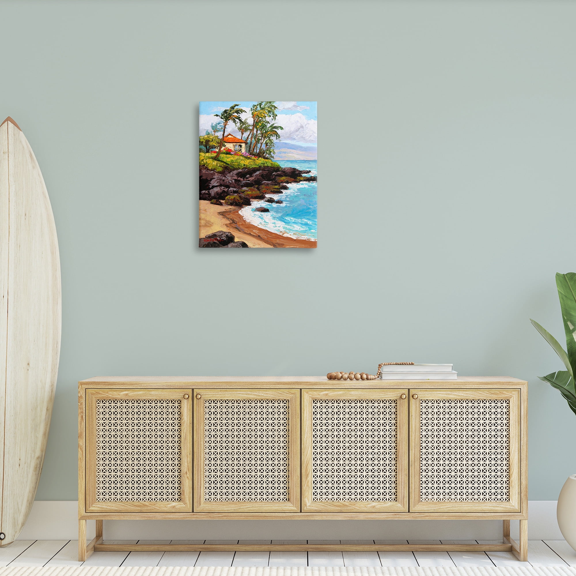Stupell Industries Tropical Cottage Cove Landscape Painting Gallery Wrapped Canvas Art Print Wall Art, 24 x 30