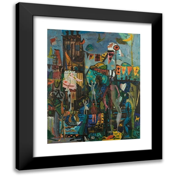 Jakob Weidemann 12x14 Black Modern Framed Museum Art Print Titled - Flagging. Liberation (1946)