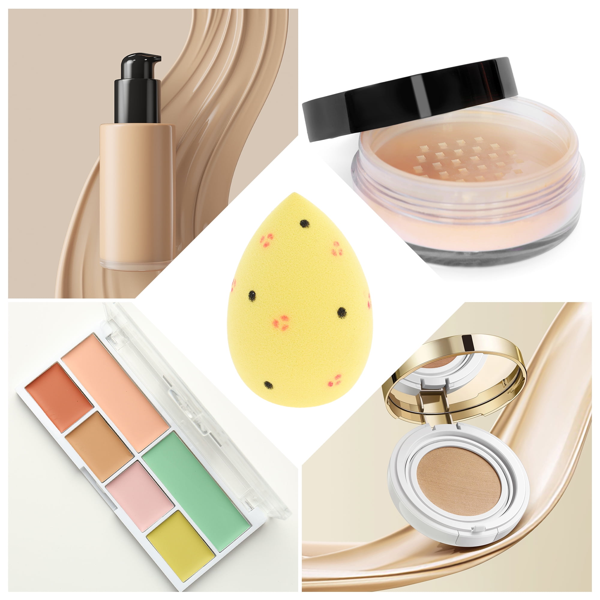 Unique Bargains 1 Pc Polkadots Face Makeup Sponge for Bedrooms Yellow