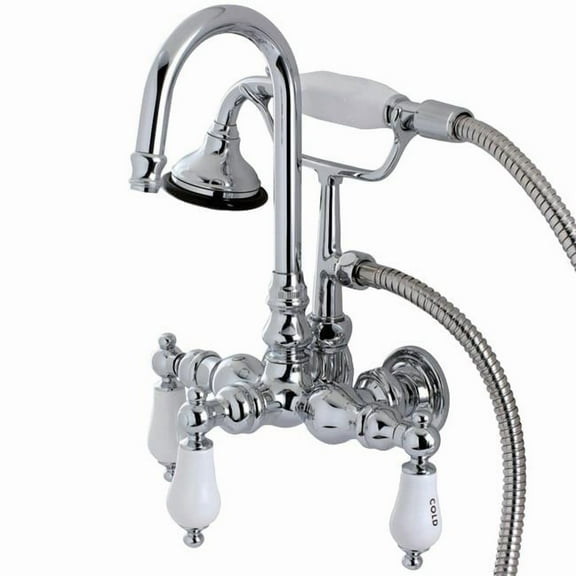 Kingston Brass AE10T1 Aqua Eden Vintage Wall Mount Clawfoot Tub Faucet, Polished Chrome